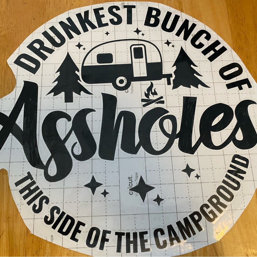 Funny Camping Sticker - Black and White